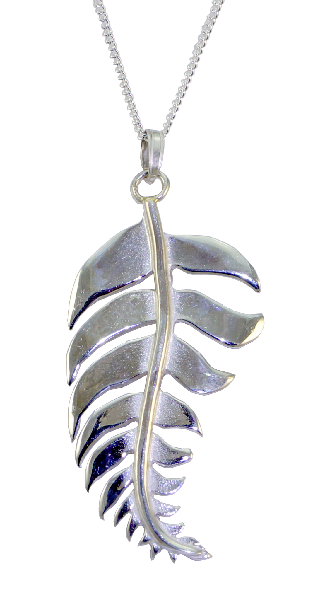 Large Sterling Silver Fern Pendant 45mm Blue Penguin New Zealand Gifts