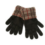 KO68 tartan trim gloves mocha esp rata
