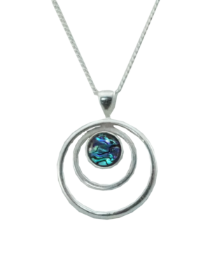 Sterling Silver triple circle pendent with paua cabochon