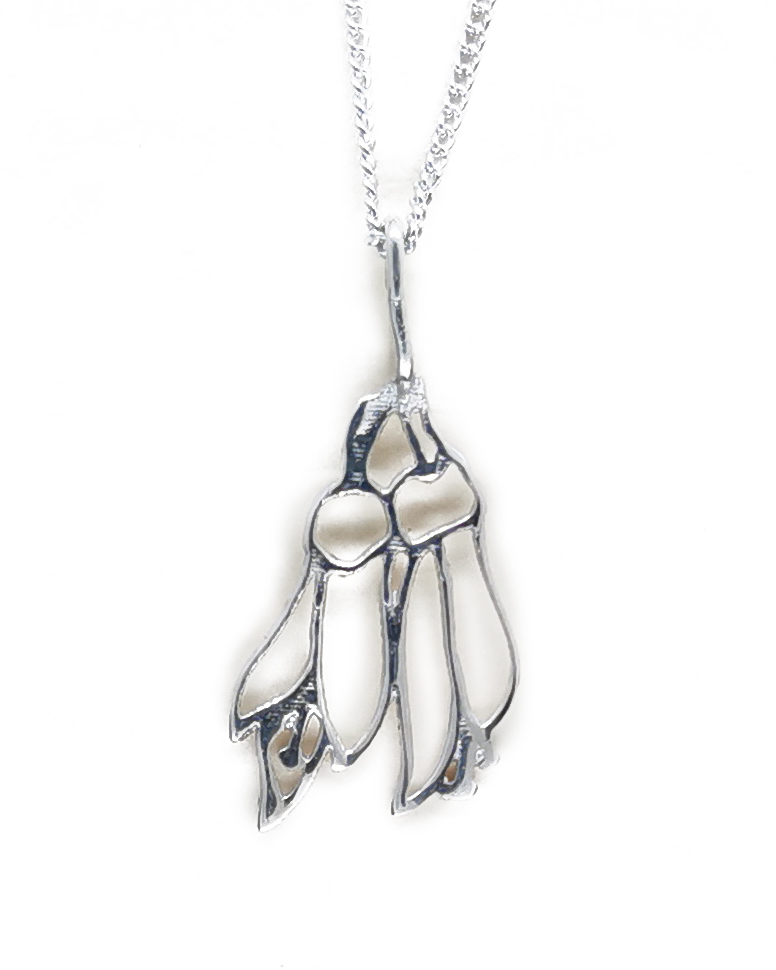 sterling silver kowhai flower pendant