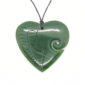 Greenstone heart koru fern pattern pendant