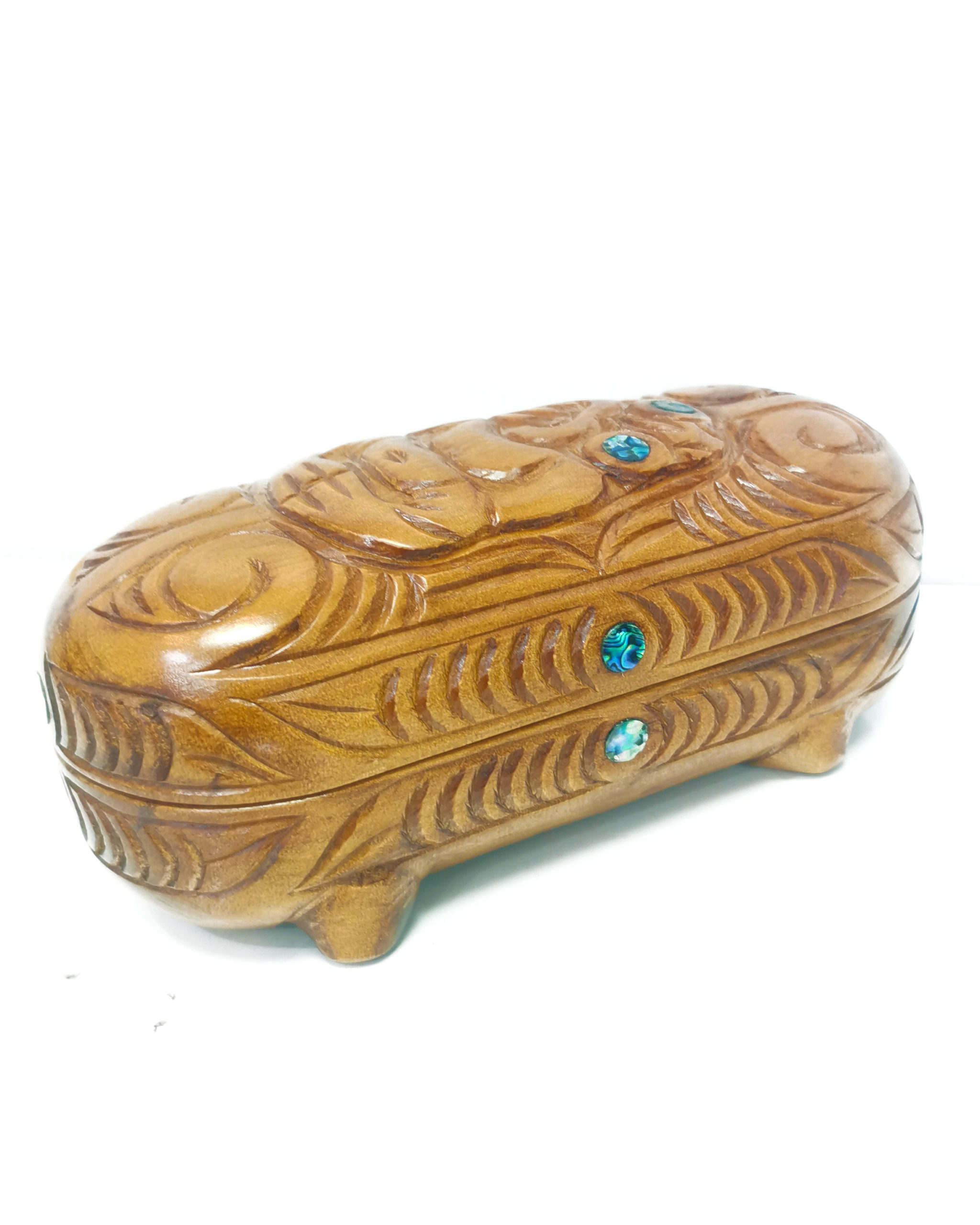 Wakahuia Papahou wooden treasure box paua