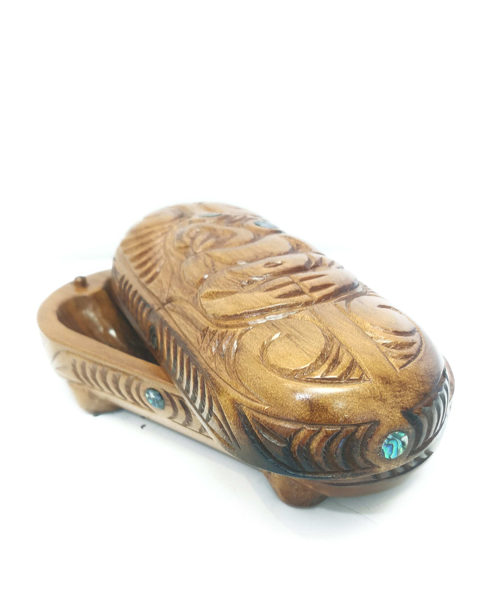 Wakahuia Papahou wooden treasure box paua