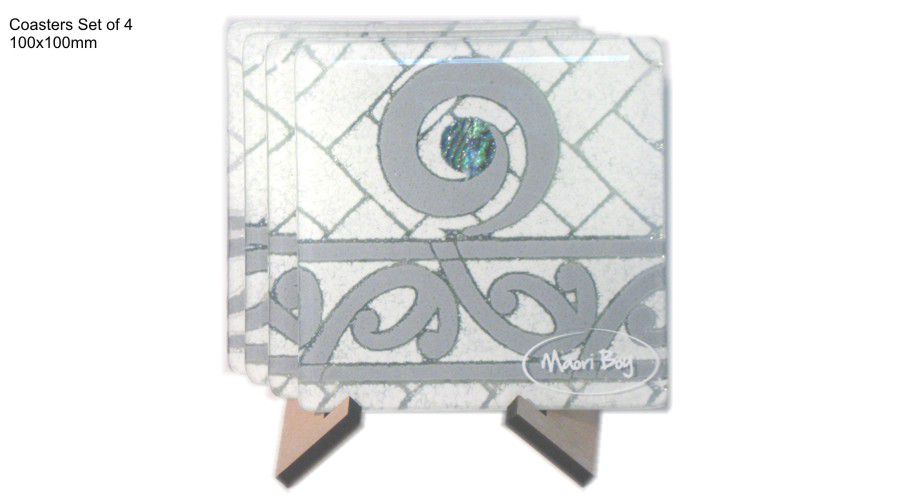 Maori boy glass coaster koru paua kete