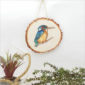 Wood Slice Art King Fisher